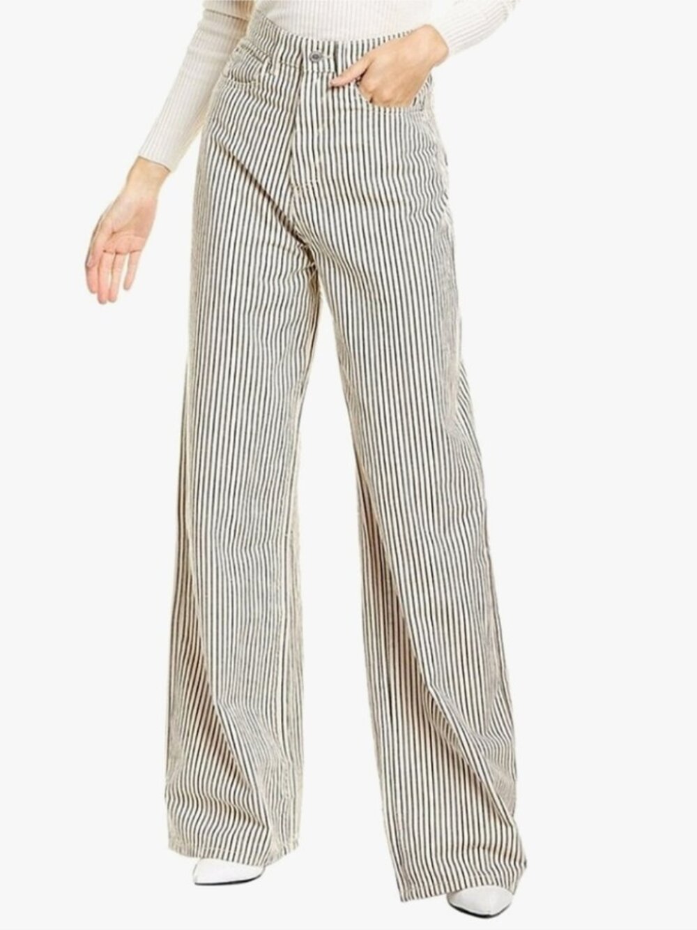 NWOT WeWoreWhat | Striped Linen Blend Wide-Leg Jeans